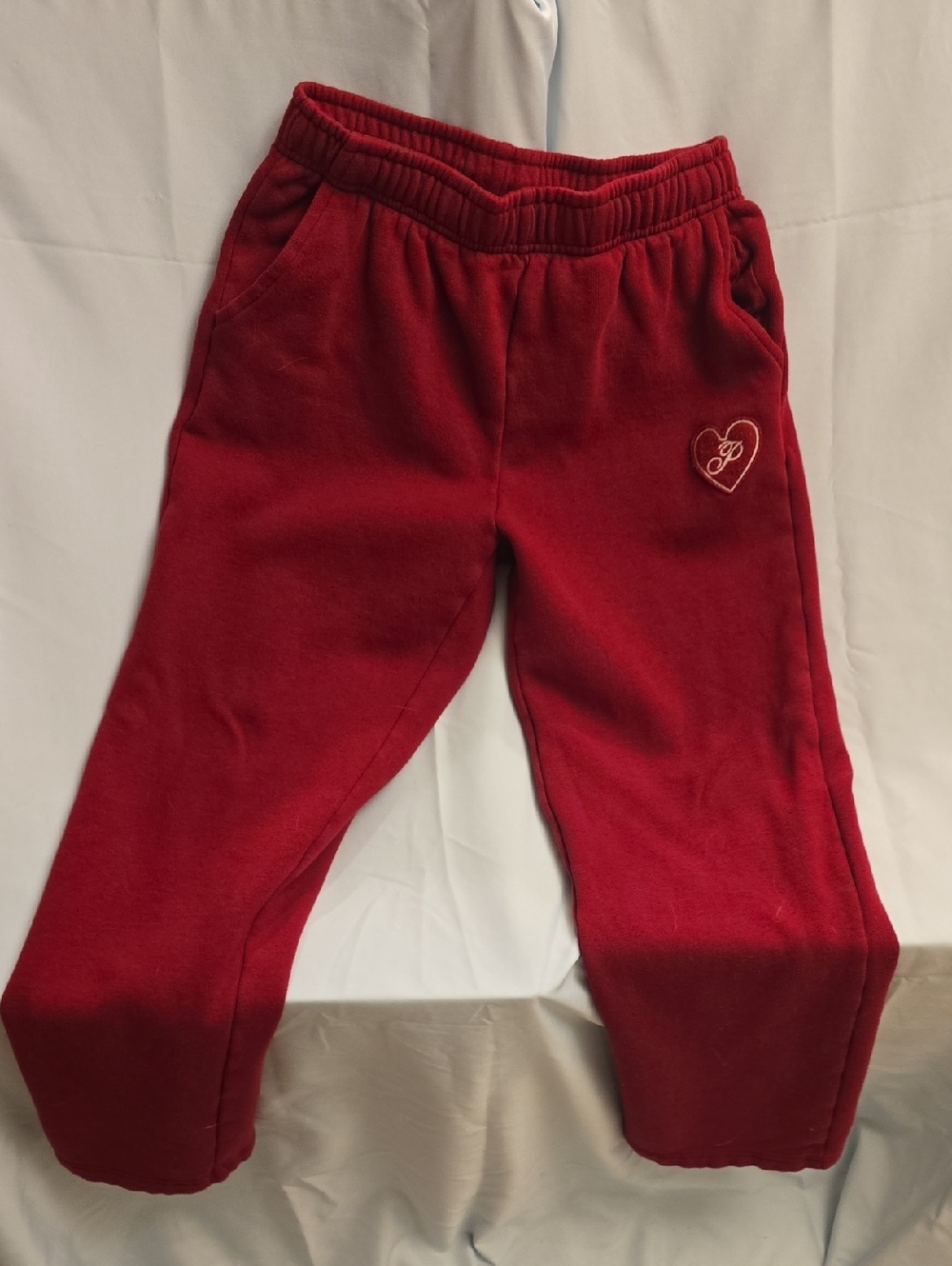 PINK Victoria's Secret Red Fleece Sweatpants with Heart Logo